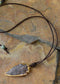 Boho Necklace,Blue and Black Agate, Jasper Arrowhead Pendant Leather